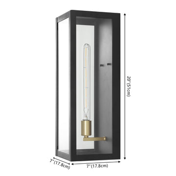 Berlin Iron/Glass Modern Industrial LED Outdoor Lantern - JONATHAN Y